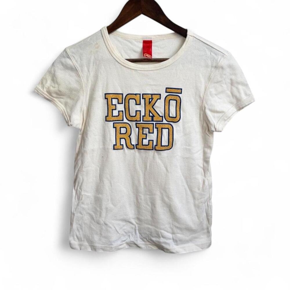 Vintage Y2K Ecko Red Baby Tee Women’s L 2000s Cute Glam Short Sleeve Mallcore